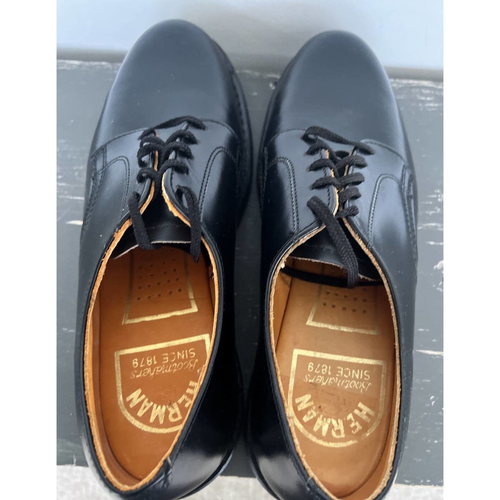 Herman Bootmakers Black Work Shoes Lace Up Neoprene Cushion MENS Size 8D EUC - Picture 6 of 12